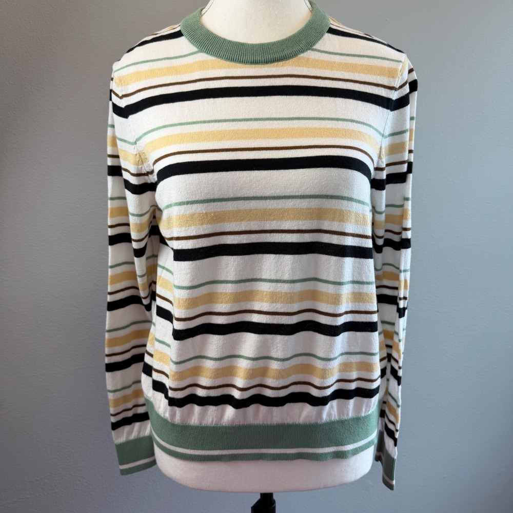Levis Small Striped Crewneck Sweater Green White Cotton Blend Normcore Coastal
